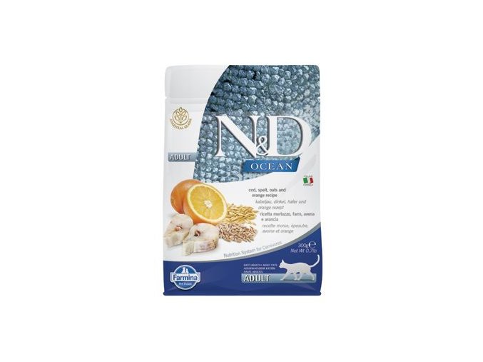 N&D OCEAN CAT LG Adult Codfish & Orange 300g