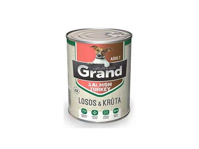 GRAND konz. deluxe pes losos a krůta adult 400g