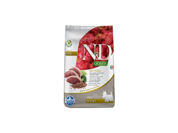 N&D Quinoa DOG Neutered Duck&Broccoli&Asp. Mini 2,5kg