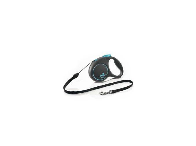 Vodítko FLEXI Black Design S lanko 5m/12kg modrá NEW