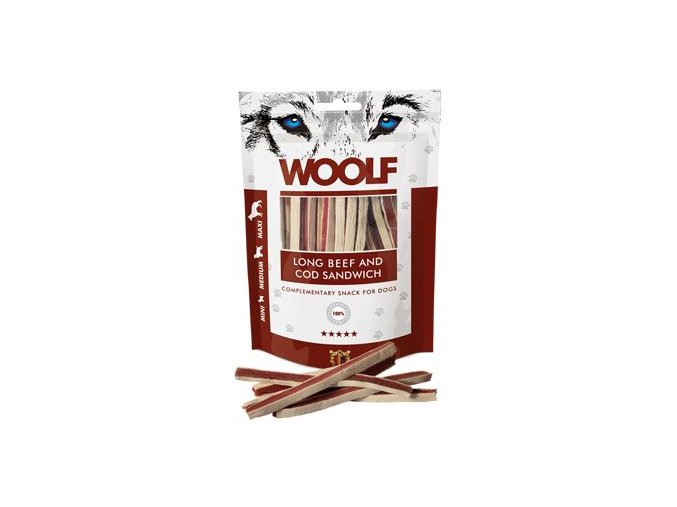 WOOLF pochoutka soft beef and cod sandwich long 100g