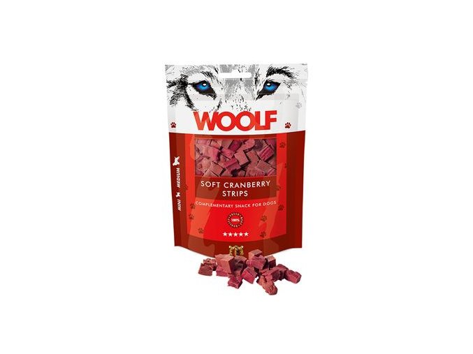 WOOLF pochoutka soft cranberry strips 100g