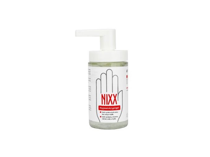 NIXX hygienický gel na ruce s dávkovač., ike sklo200ml