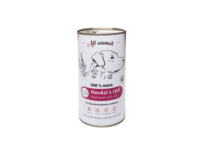 All Animals DOG hovězí mleté s rýží 1200g