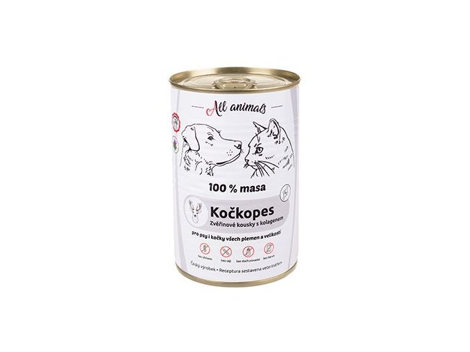 All Animals kočkopes Zvěřinové kousky s kolagenem 400g