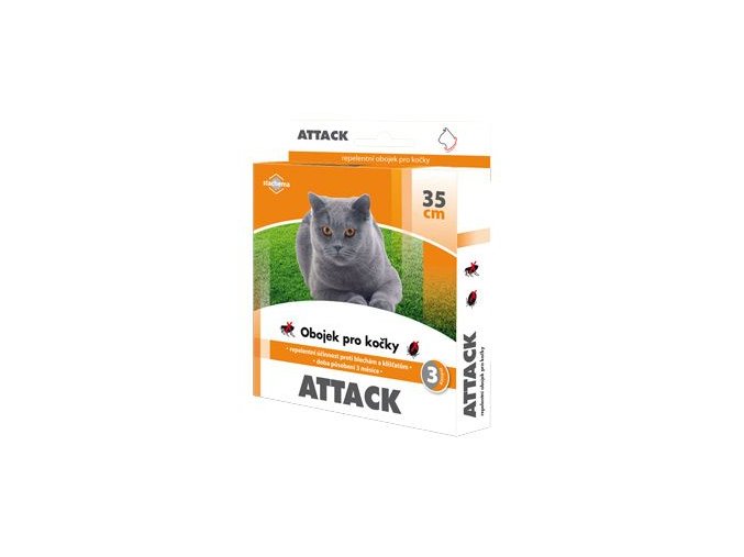 Attack obojek antiparazitární 35cm kočka