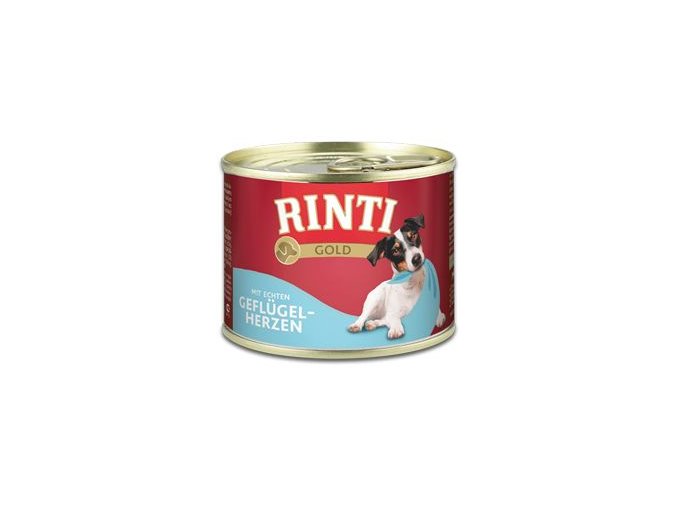 Rinti Dog Gold konzerva drůbeží srdíčka 185g