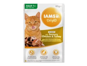 Iams Cat Kuře a krůta v omáčce kapsa 85g