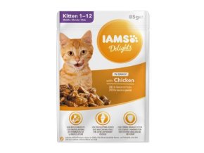 Iams Cat Kotě Kuře v omáčce kapsa 85g