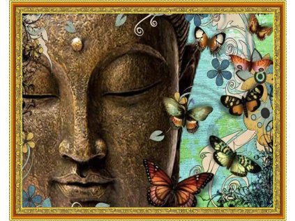 Gyémántszemes kirakó - Buddha pillangókkal