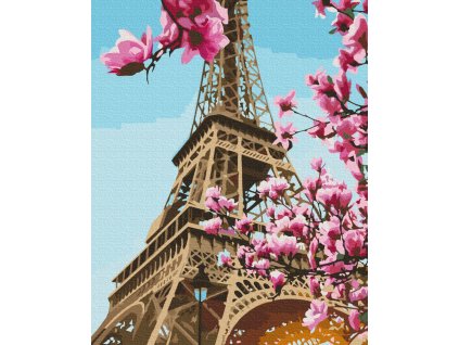 Gyémántszemes kirakó - Eiffel-torony virágzó fával