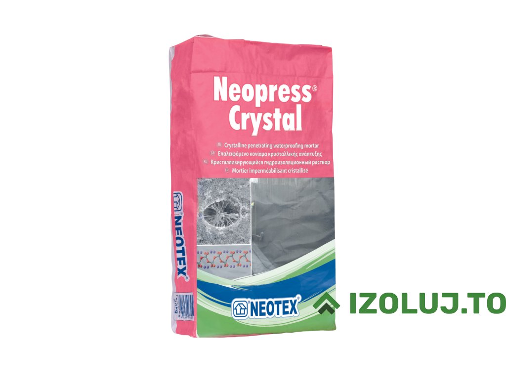 NEOPRESS CRYSTAL – Kristályos vízzáró habarcs (Csomagolás 25 kg-os zsák, Színes Szürke)