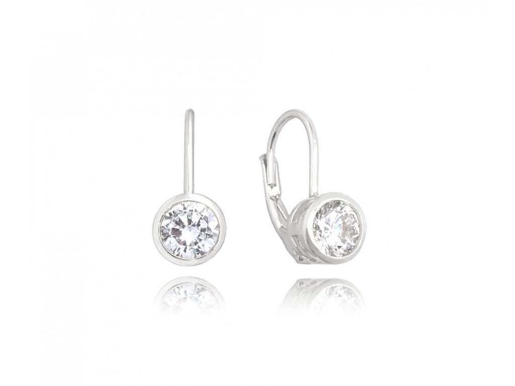 0107 MINET Decentní stříbrné náušnice s bílými zirkony