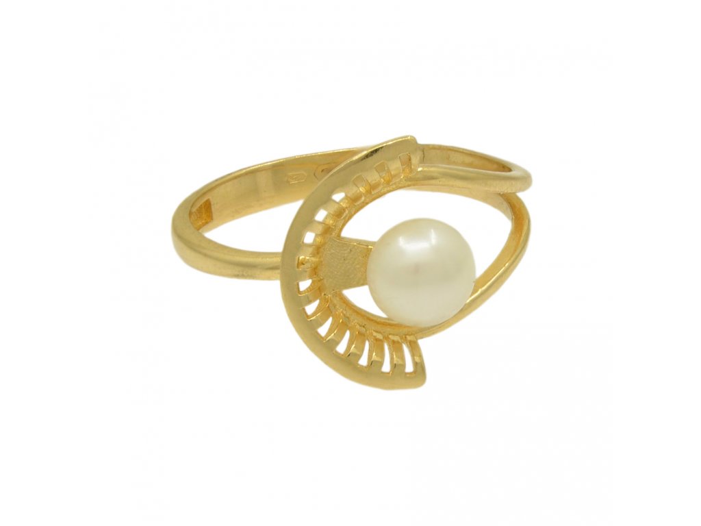 Zlatý dámský prsten s perlou 2,35g