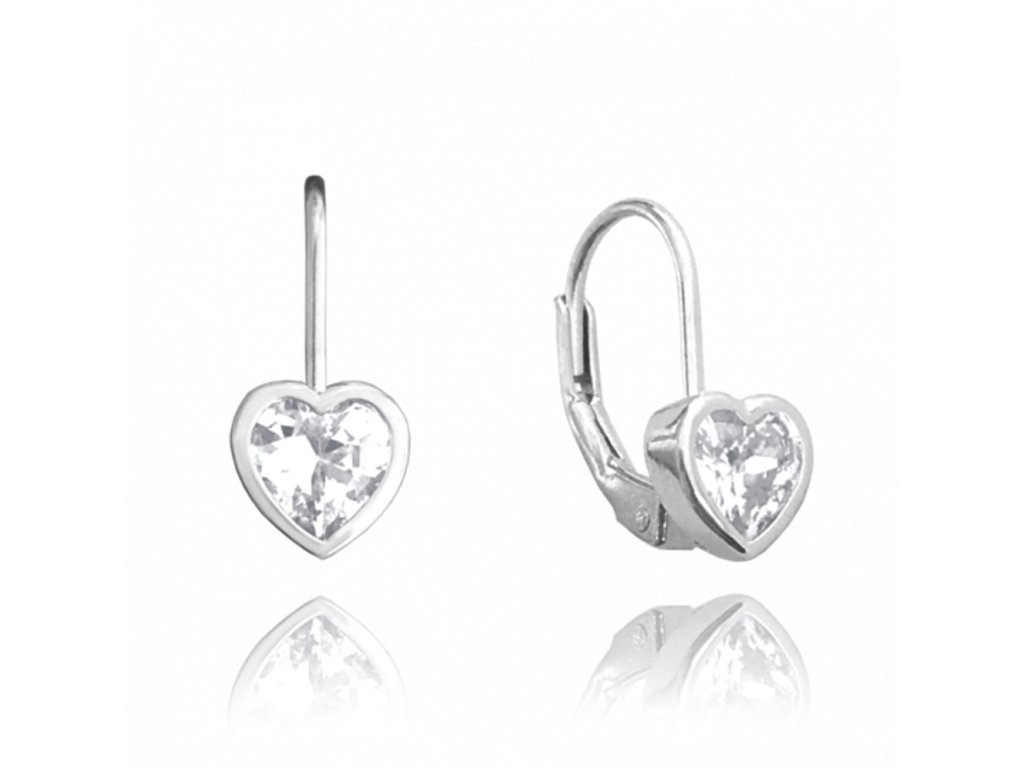 1775 MINET Stříbrné náušnice SRDÍČKA s bílými zirkony