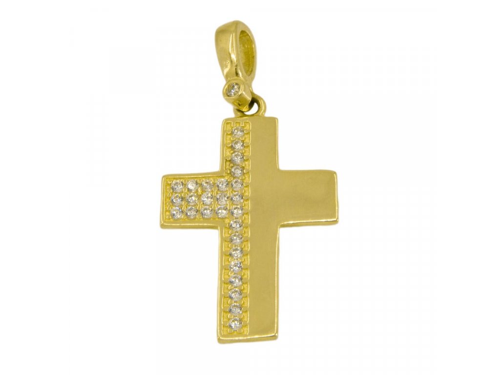 3403 Zlatý kříž se zirkony přívěs 1,45g