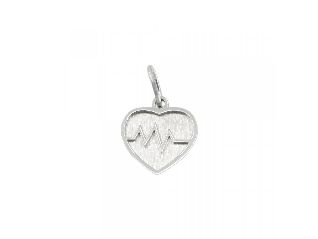 3713 Zlatý přívěsek srdce z bílého zlata 0,65g
