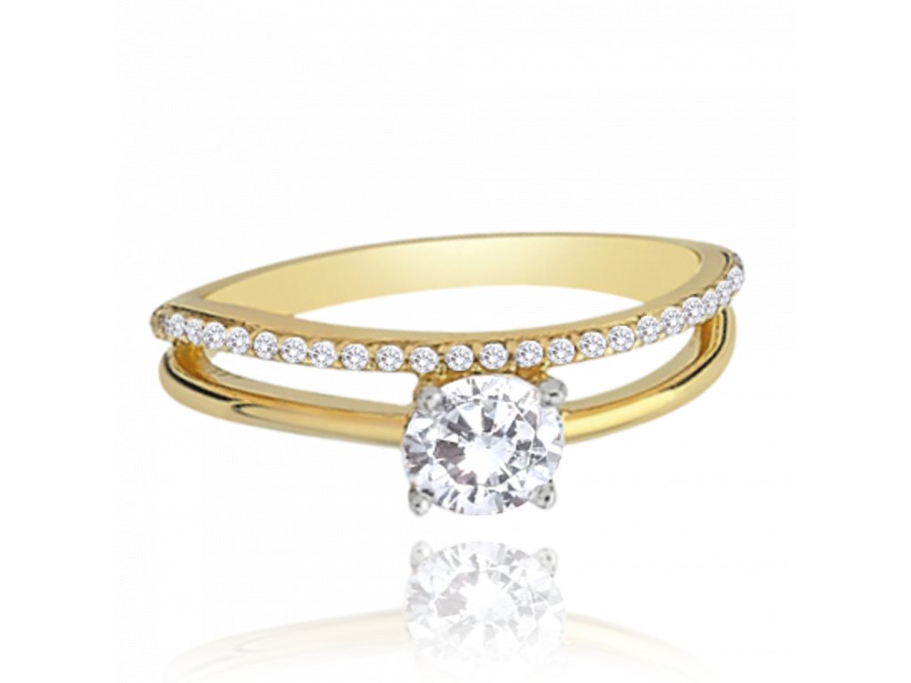 MINET Zlatý prsten s bílými zirkony Au 585/1000 vel. 57 - 2,65g