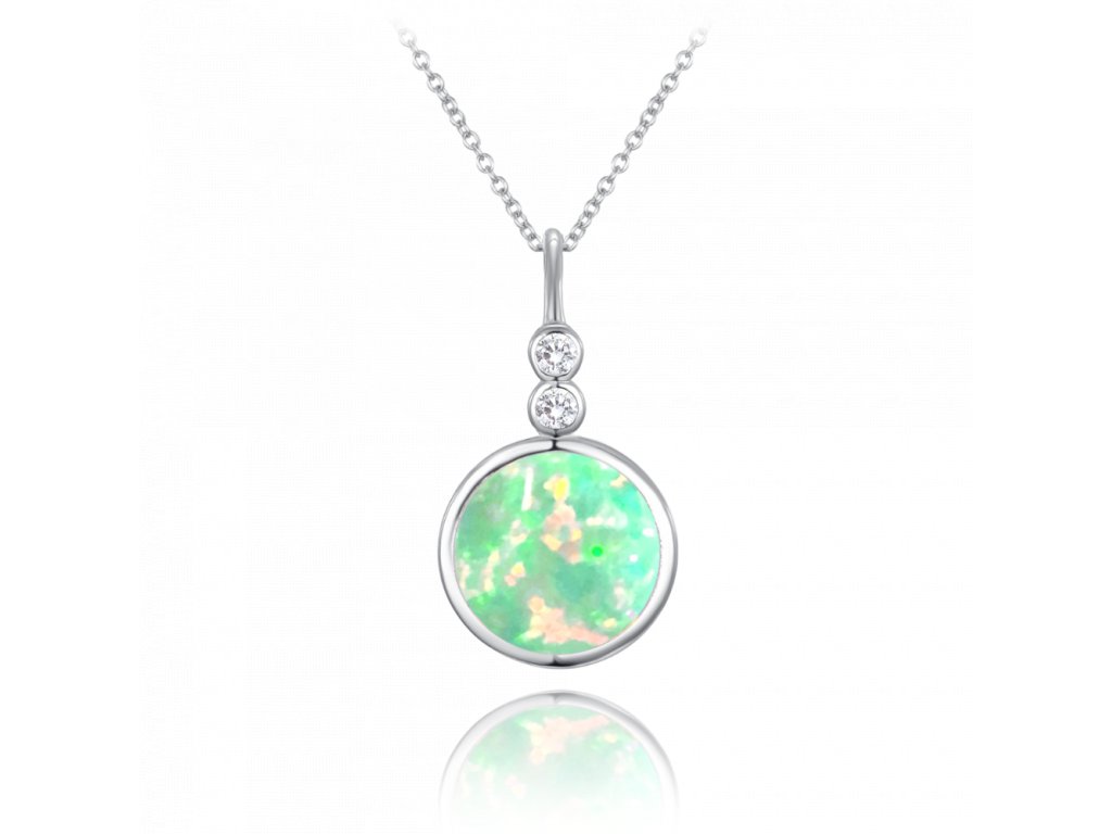 2115 MINET Stříbrný náhrdelník s tyrkysovým opálkem a bílými zirkony