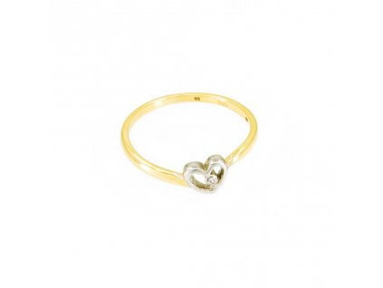 Zlatý dámský prsten do tvaru srdce s bílým zirkonem