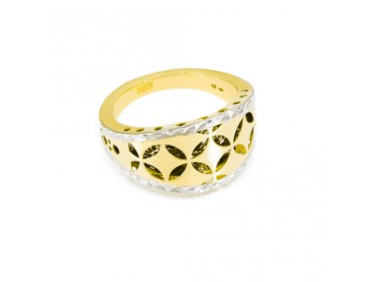 Zlatý dámský prsten v kombinaci bílého a žlutého zlata