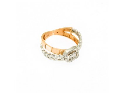 Zlatý dámský prsten v kombinaci bílého a červeného zlata