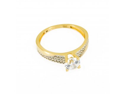 Zlatý dámský prsten s bílými zirkony