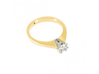 Zlatý zásnubní prsten ze žlutého a bílého zlata