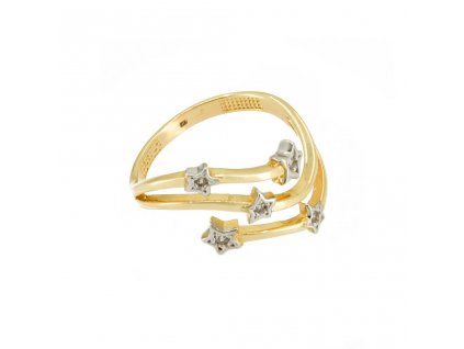 Zlatý dámský prsten v kombinaci žlutého a bílého zlata