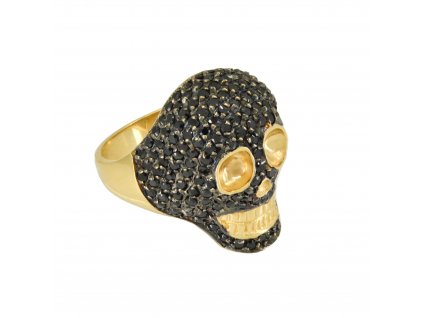 Zlatý dámský prsten do tvaru lebky