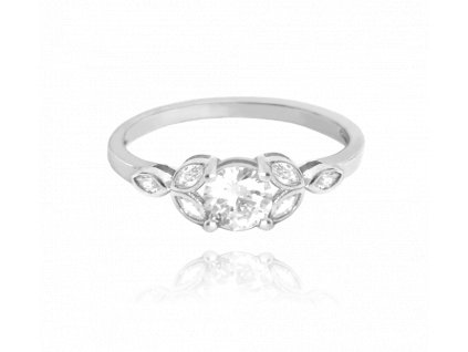 MINET Luxusní rozkvetlý stříbrný prsten FLOWERS s bílými zirkony