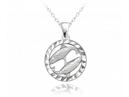 MINET Stříbrný náhrdelník Zodiac znamení RYBY
