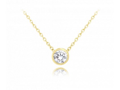 MINET Decentní pozlacený stříbrný náhrdelník s bílým zirkonem