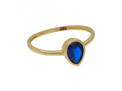 Zlatý dámský prsten s modrým kamenem 1,30g