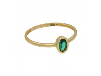 Zlatý dámský prsten se zeleným kamenem 1,05g