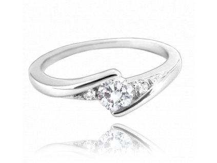MINET Elegantní stříbrný prsten s bílými zirkony vel. 61