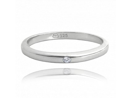 MINET Minimalistický snubní stříbrný prsten se zirkonem vel. 46