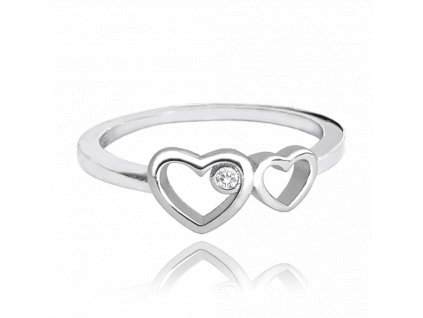 MINET Stříbrný prsten LOVE s bilým zirkonem vel. 55