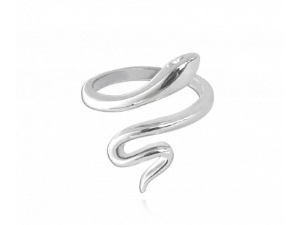 MINET Stříbrný prsten SNAKE s bílými zirkony vel. 54