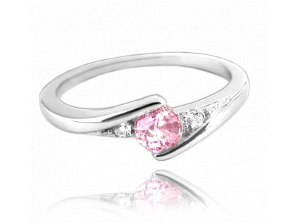 0384 MINET Elegantní stříbrný prsten s růžovým zirkonem
