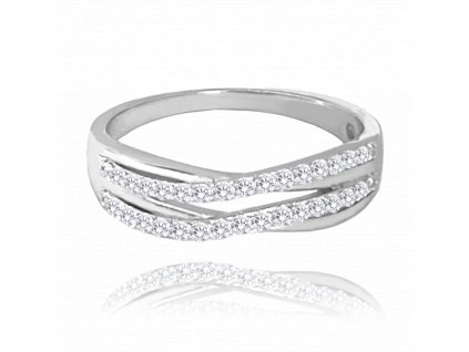 MINET Elegantní stříbrný prsten s bílými zirkony vel. 55