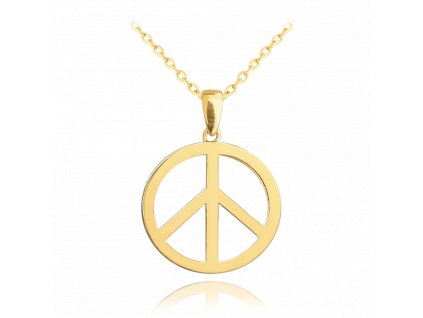 1196 MINET Pozlacený stříbrný náhrdelník PEACE