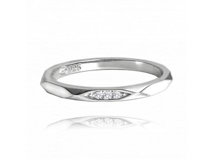 MINET Minimalistický snubní stříbrný prsten se zirkony vel. 54