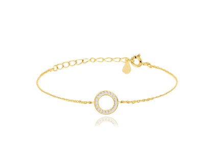 1261 MINET Pozlacený stříbrný náramek KROUŽEK s bílými zirkony
