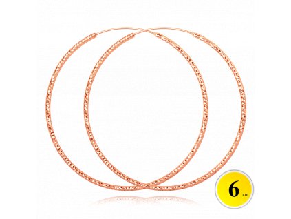 1330 MINET Rose gold broušené stříbrné náušnice KRUHY 6 cm