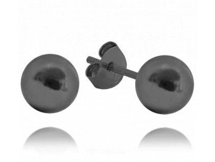 0083 MINET Černé stříbrné náušnice KULIČKY 8 mm