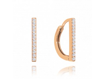 1331 MINET Rose gold decentní stříbrné náušnice s bílými zirkony