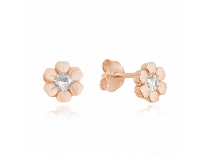 1392 MINET Rose gold stříbrné náušnice KYTIČKY se zirkony