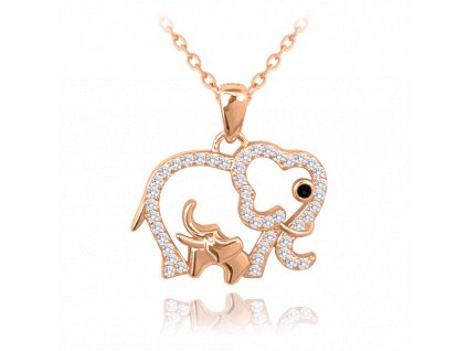 1436 MINET Rose gold stříbrný náhrdelník SLONICE A SLŮNĚ s bílými zirkony