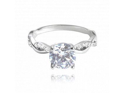 MINET Romantický stříbrný prsten s bílými zirkony vel. 54